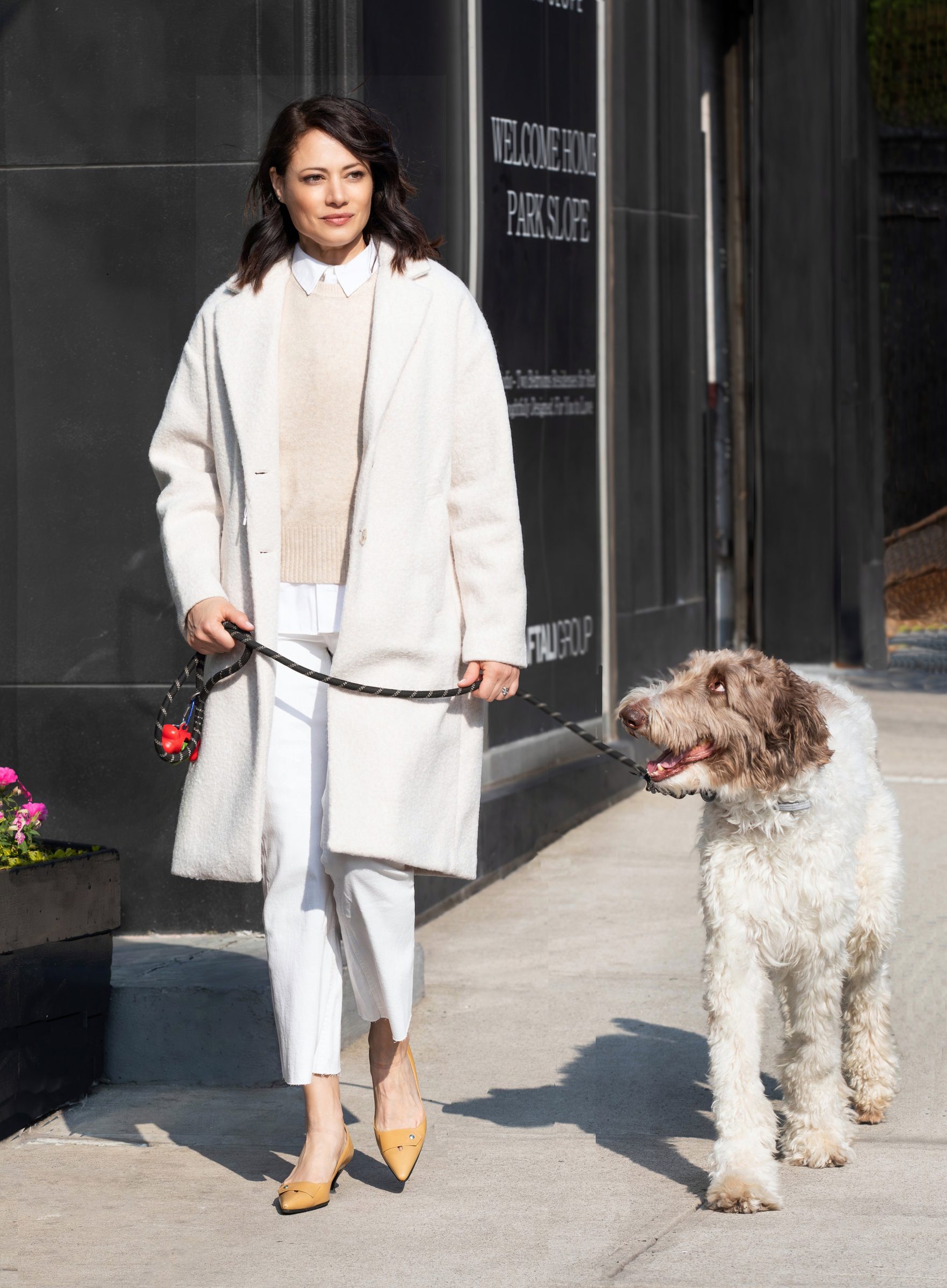 A Compass agent walking her dog in Park Slope